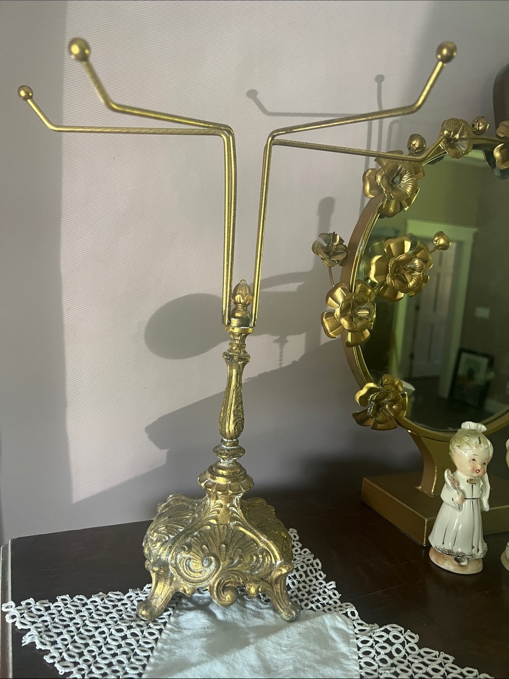 Vintage Hollywood Regency Brass Necklace Stand